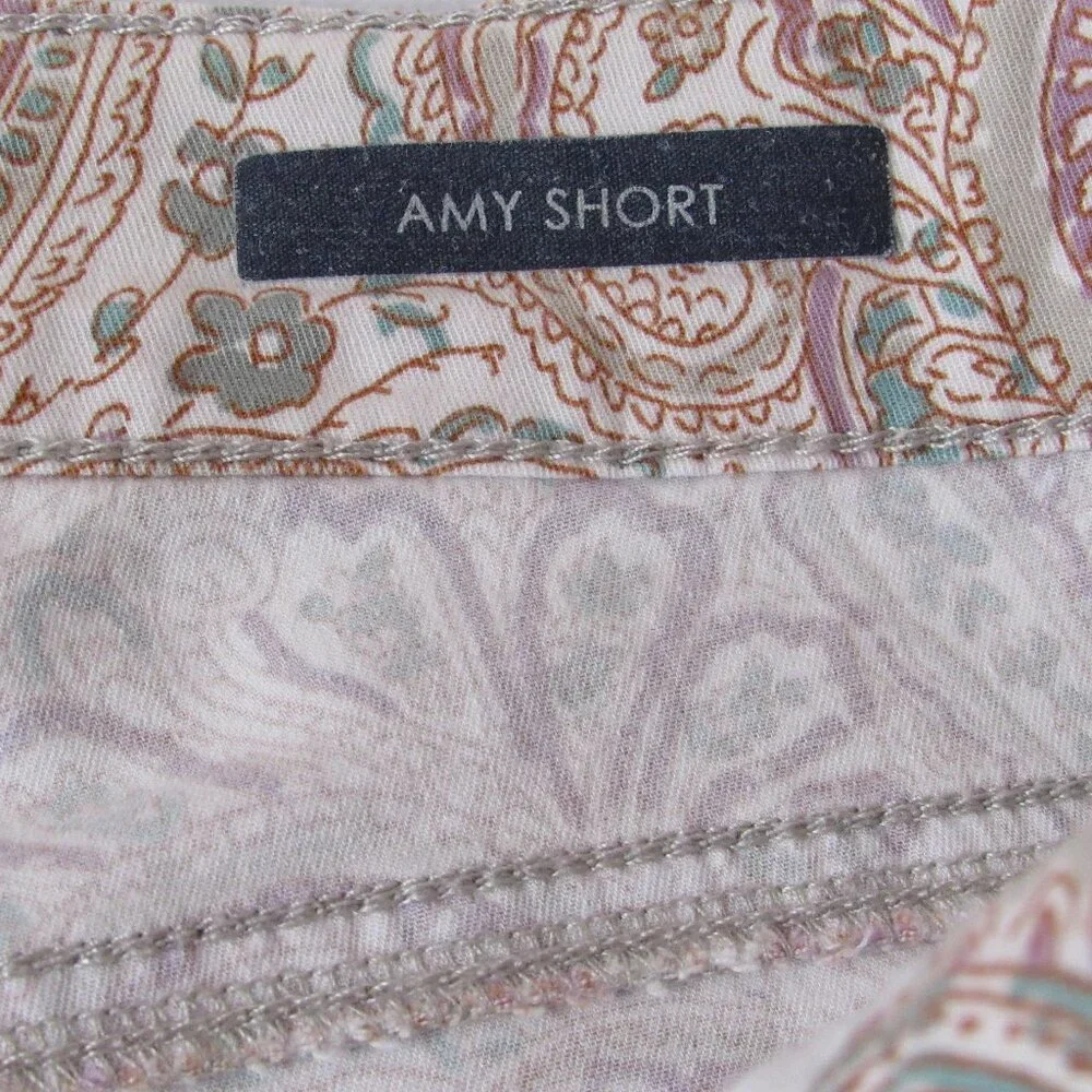 Women's Bandolino Cuffed Amy Shorts Size 10 Missy Cream/Aqua/Tan/Violet Paisley - Picture 4 of 7